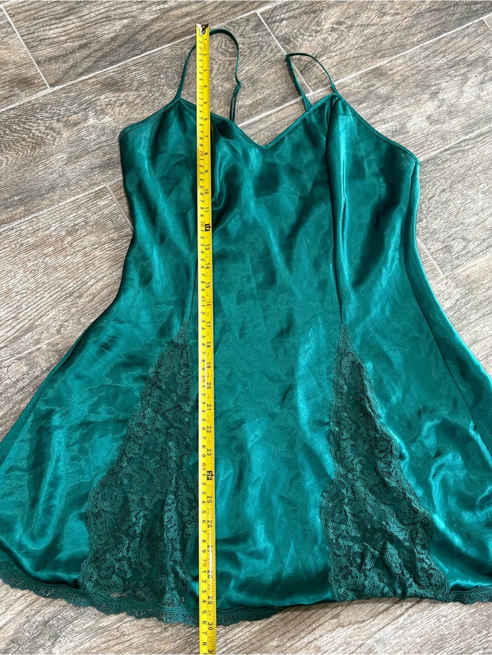 Vtg Victoria’s Secret Emerald Green Satin Lace Slip Dress 90's Gold Label Sz S - Picture 10 of 11